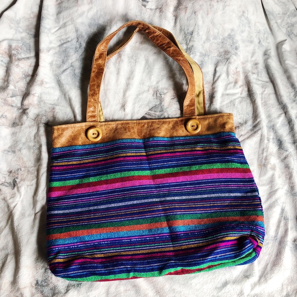 Faux Leather, Striped, Boho Bag, Purse